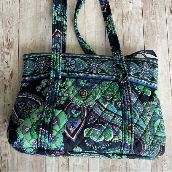 VERA BRADLEY GREEN BLUE SHOULDER BAG PAISLEY - Picture 4 of 10